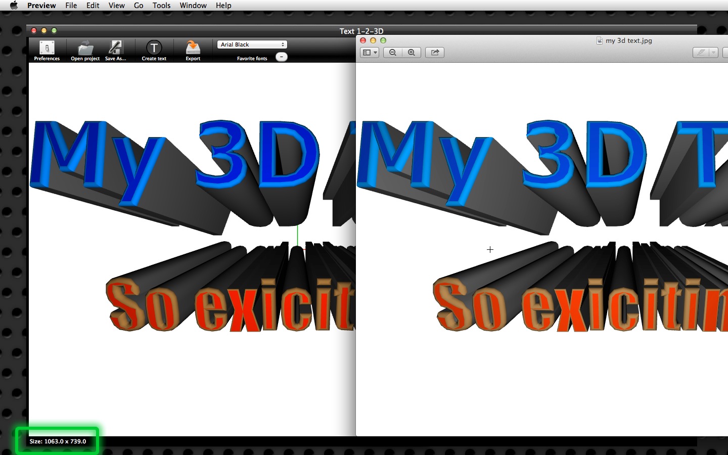 Mac software Text 1-2-3D