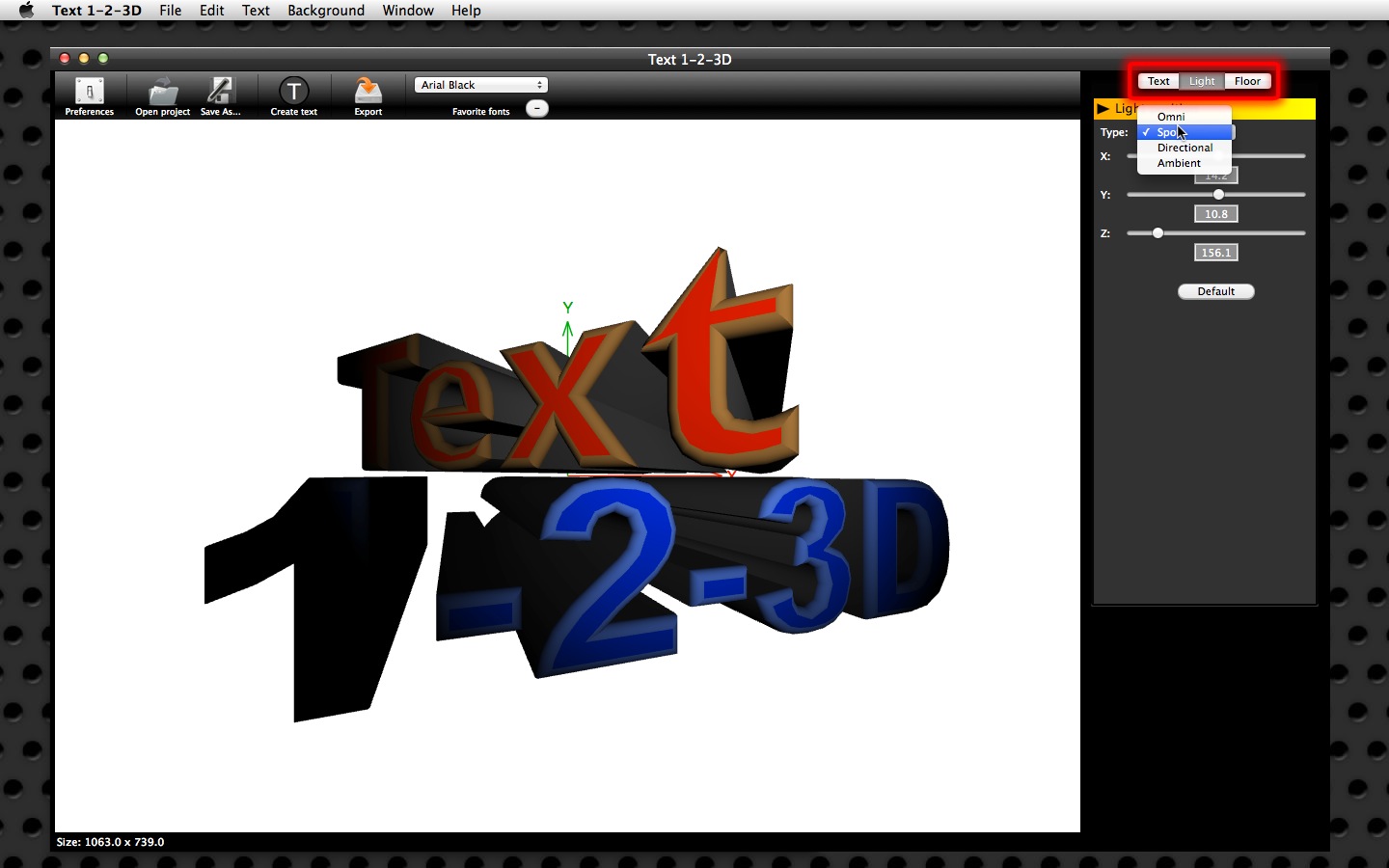 Mac software Text 1-2-3D