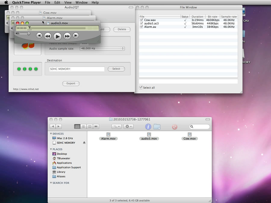 Mac software Audio2QT