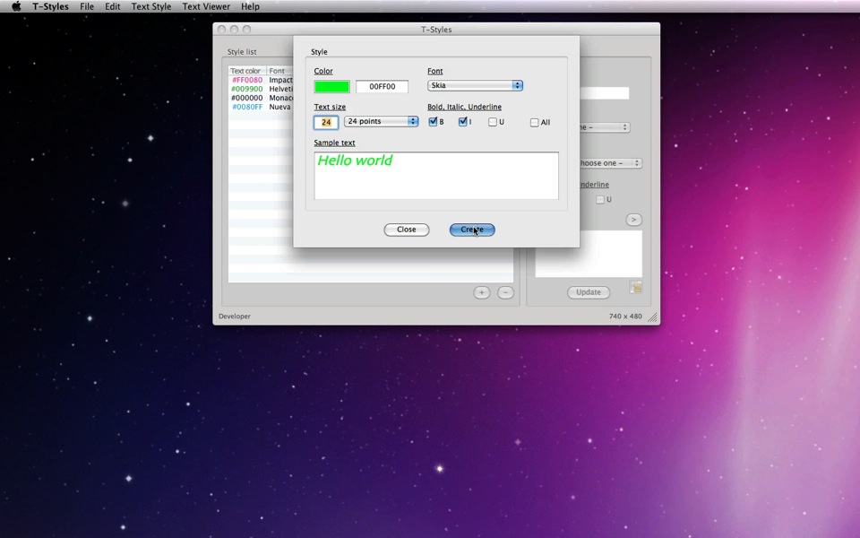 Mac software T-Styles