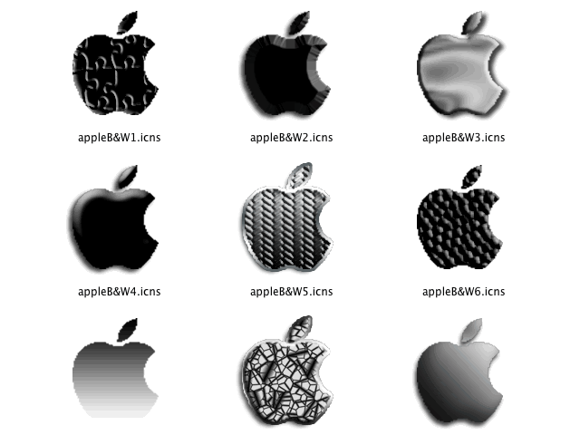 black and white apple